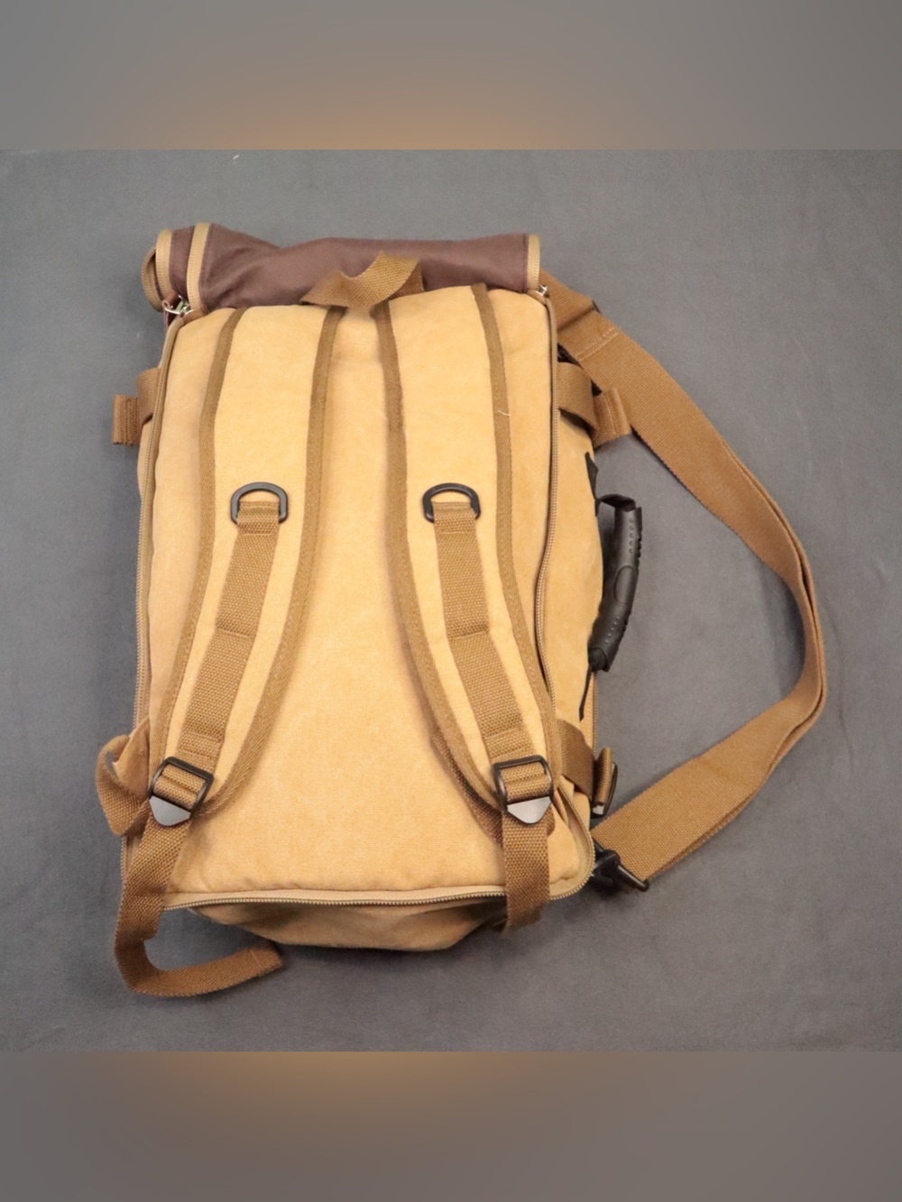 KAKA Design Convertible Backpack Duffel Bag Canvas Travel Hiking Luggage Khaki - Picture 7 of 11